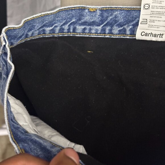 Carhartt Men 40x30 Blue Denim Jean Pant Insulated Fleece Lined Winter Outerwear - Picture 4 of 16